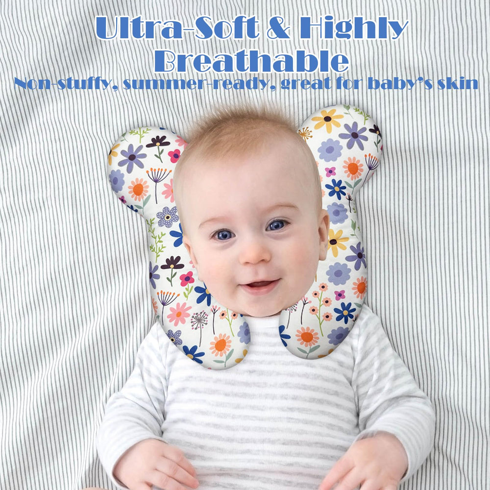 Lightweight 70g neck pillow Flower C folds easily for strollers and backpacks