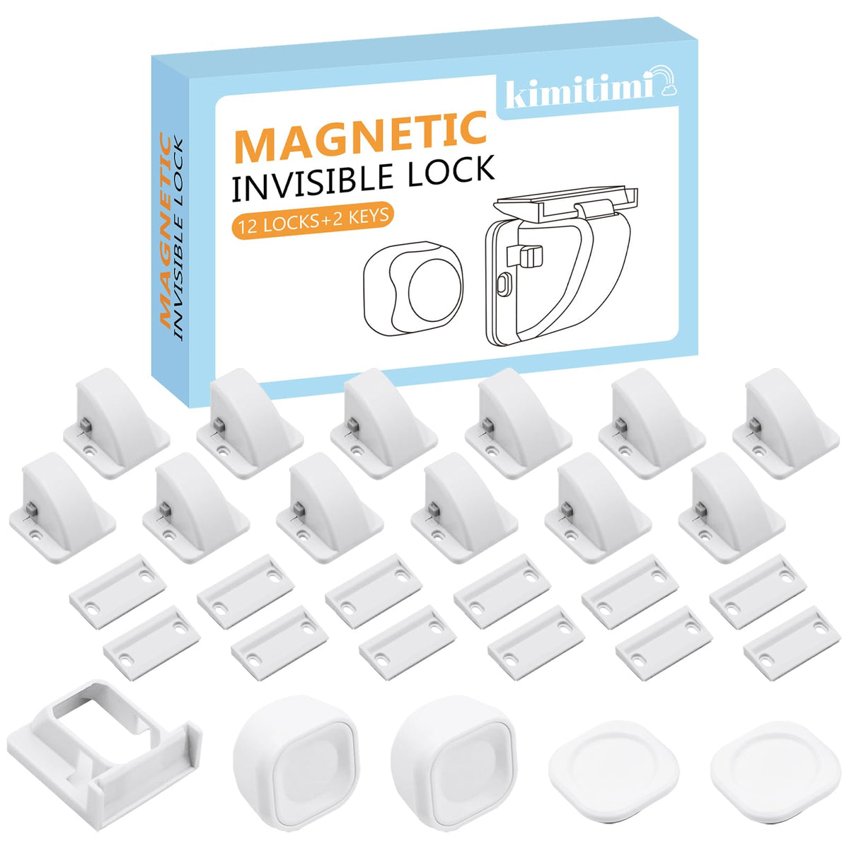 kimitimi magnetic cabinet locks installed inside a cabinet panel for discreet child safety.
