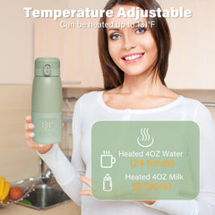 Kimitimi portable bottle warmer battery close-up shows 12,800mAh capacity