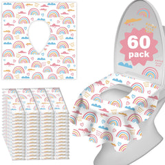 Kimitimi toilet seat covers with rainbow pattern for kid-friendly bathroom hygiene