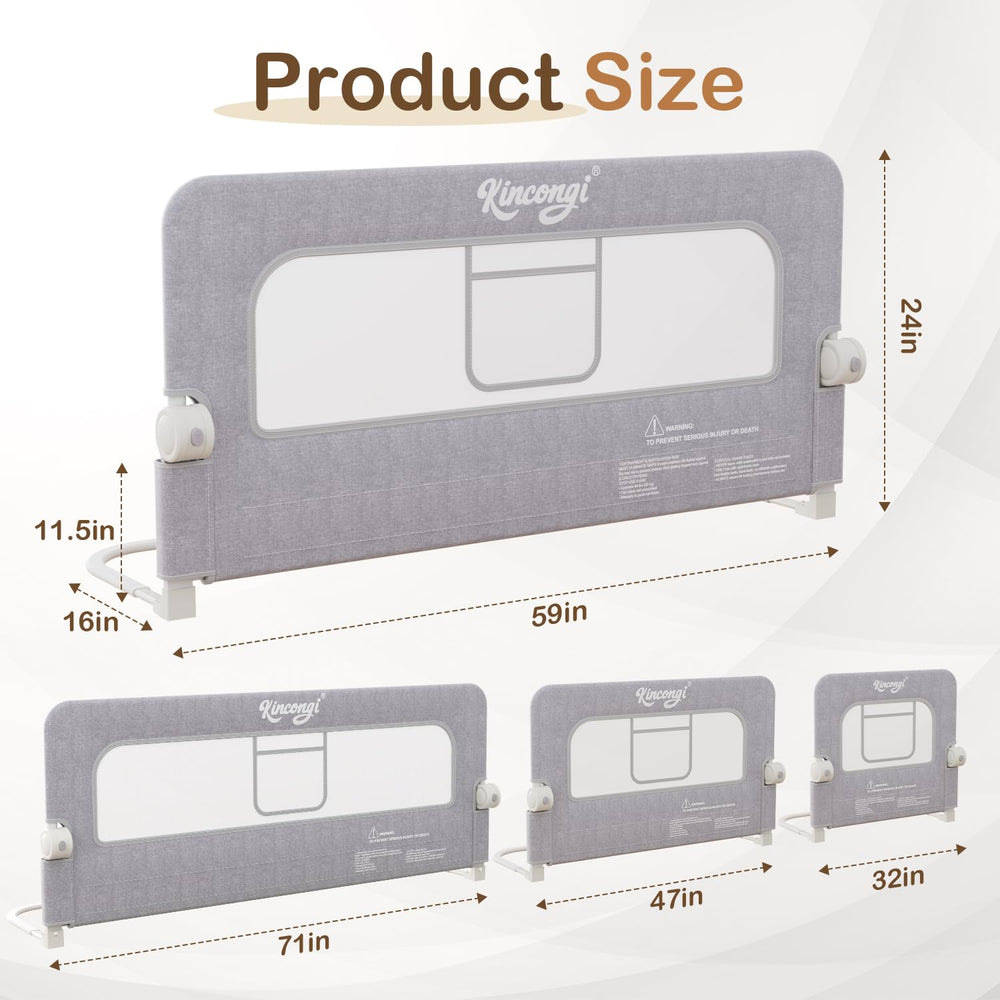 Kincongi bed rail fit across King, Queen, Full, and Twin beds with different thicknesses