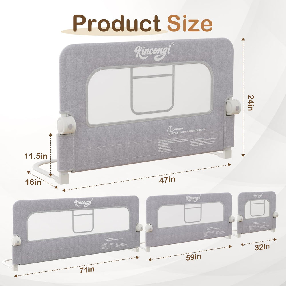 Kincongi bed rail fits king, queen, full, and twin beds for versatility