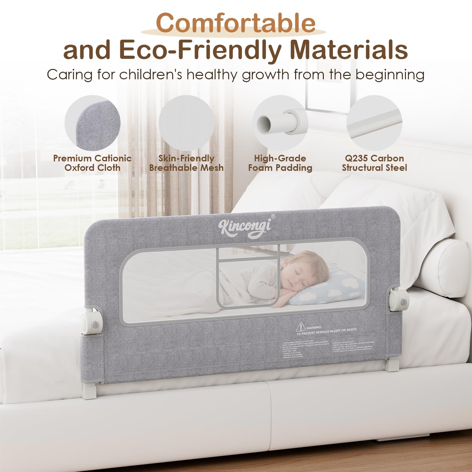 Kincongi bed rail installation without tools for quick setup