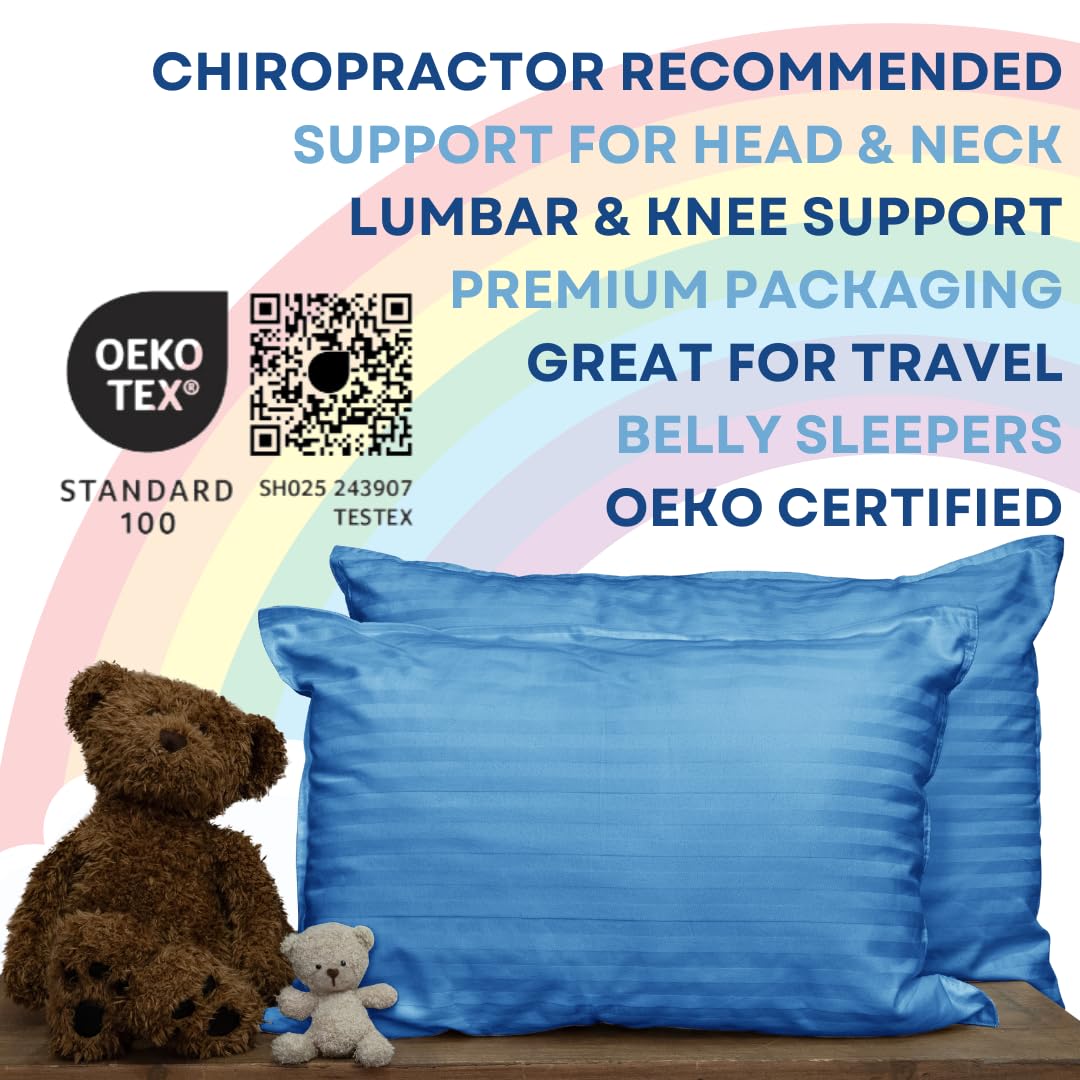 Kinder Fluff blue pillows twin-pack suited for toddlers over two years