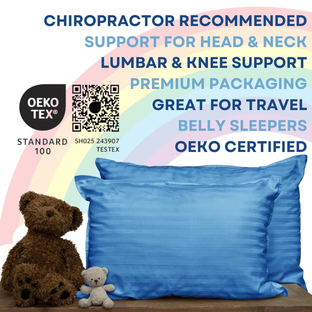 Kinder Fluff blue pillows twin-pack suited for toddlers over two years