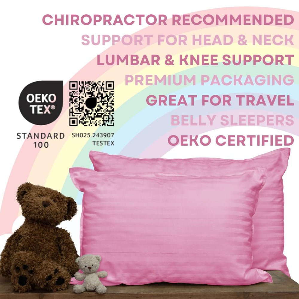Kinder Fluff pink toddler pillow invites cozy naps and playtime