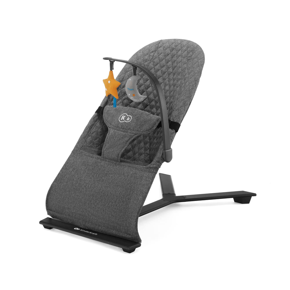 Kinderkraft Mimi bouncer front view showing a compact, travel-ready frame.