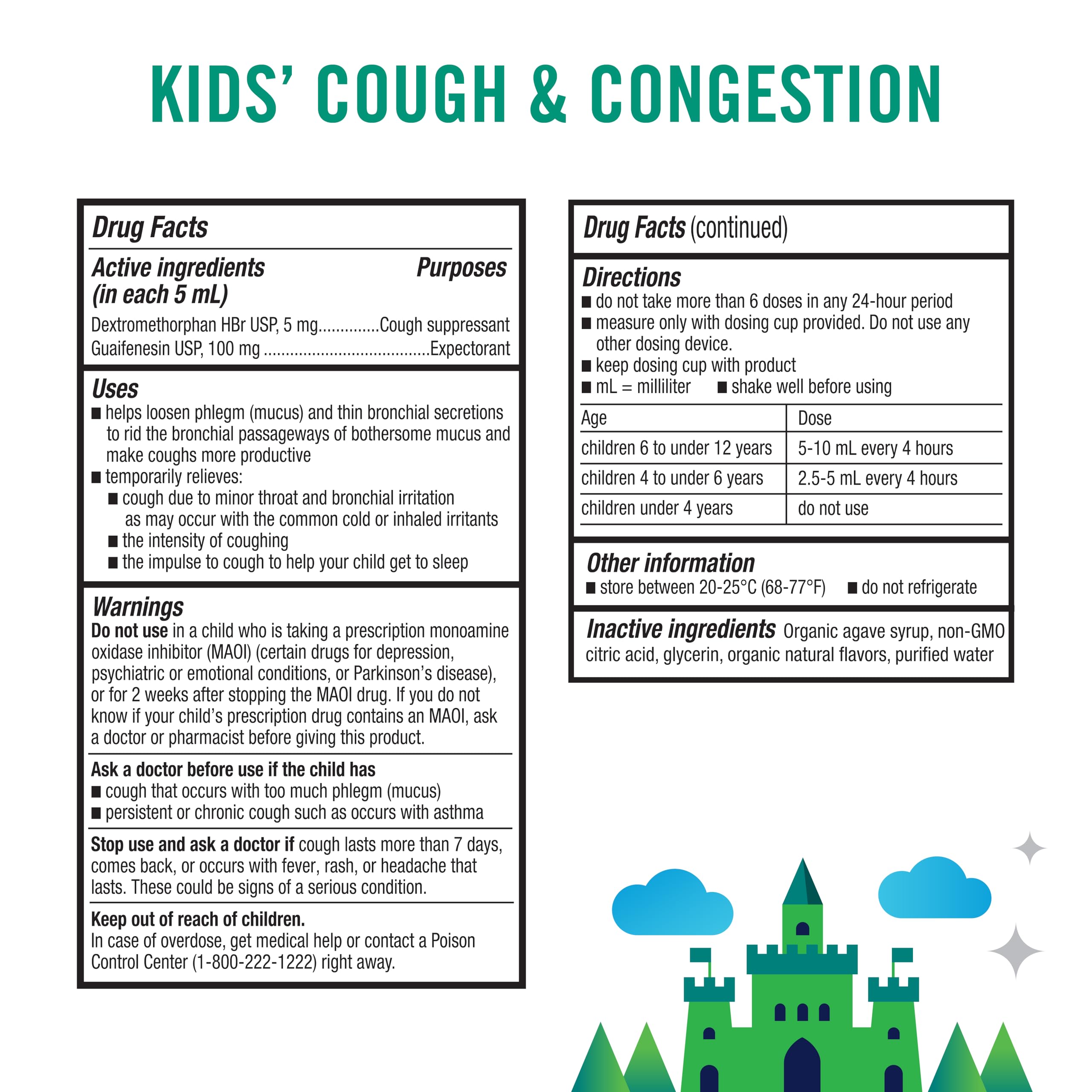 KinderMed Day Cough label with clear dosing guidance for caregivers.