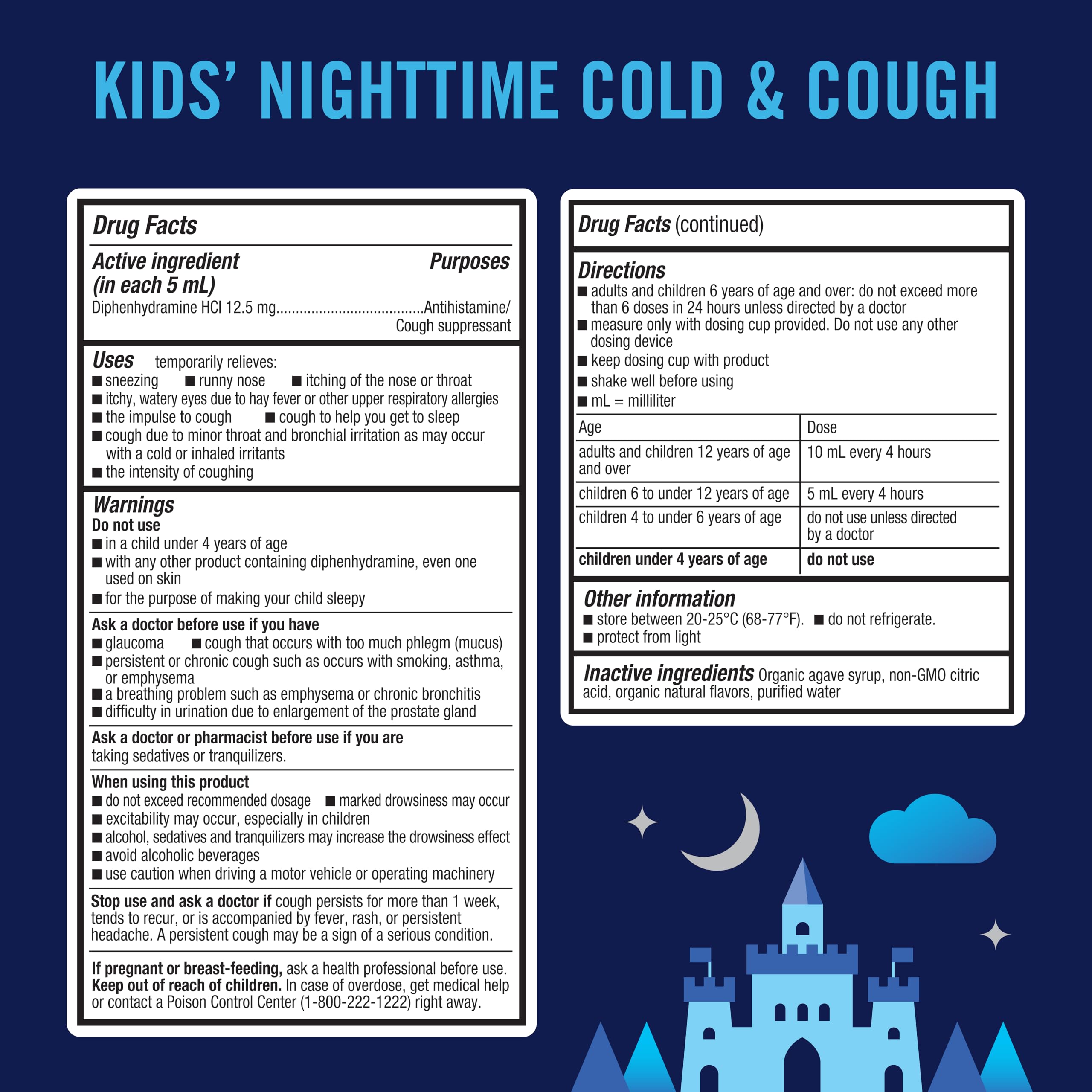 KinderMed Nighttime Cold bottle supports nighttime symptom management for kids.