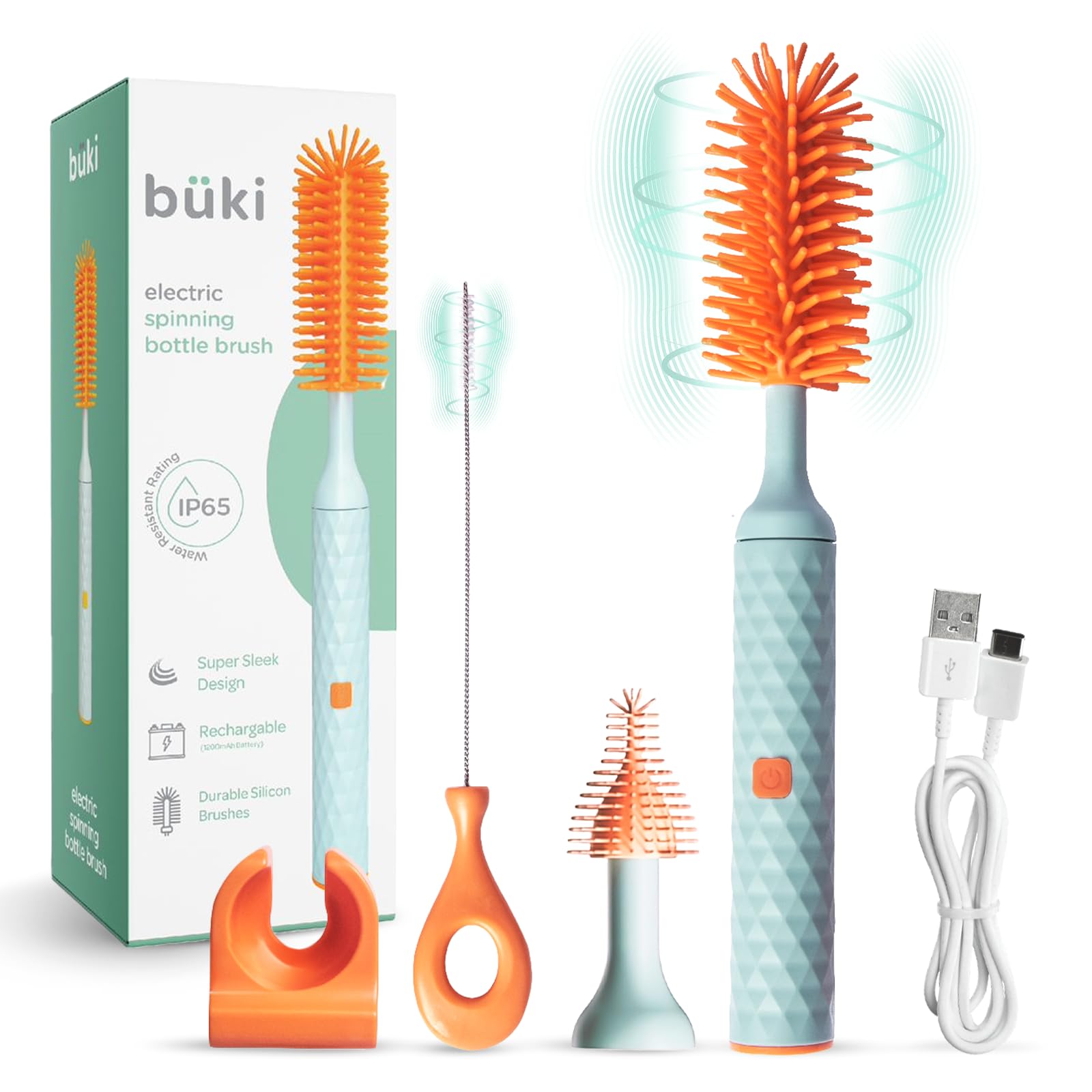 KinderSense Büki electric bottle brush head for deep cleaning bottles