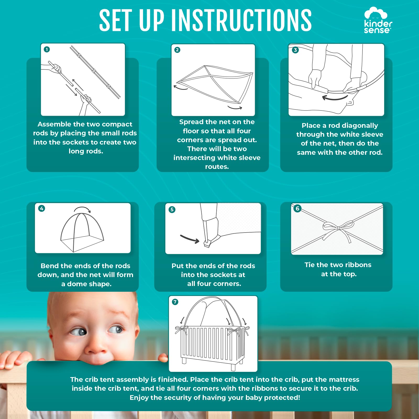 Kindersense Pack N Play Tent designed to fit most standard playpens and mini cribs.