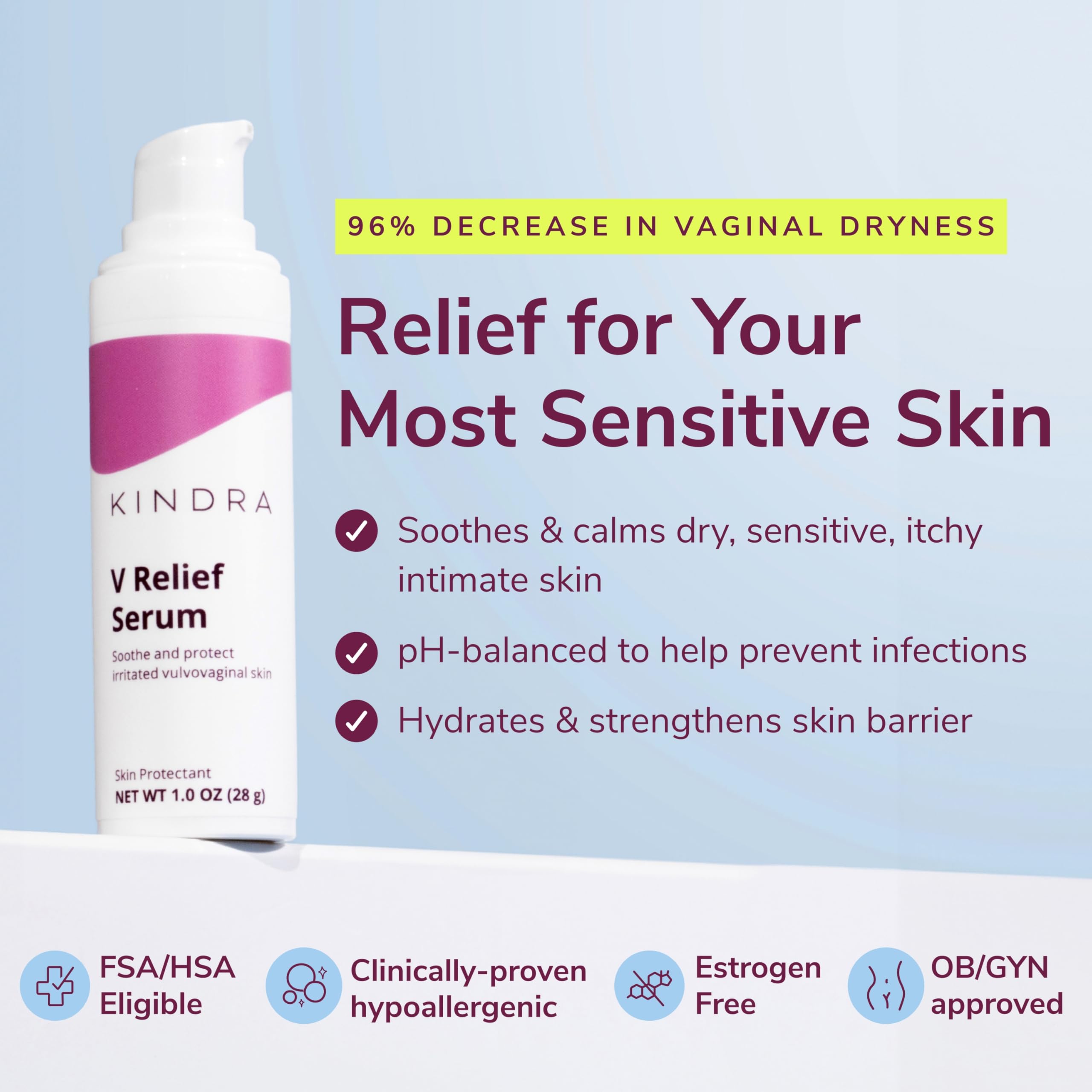 Kindra V Serum XL bottle label close-up emphasizing non-hormonal support