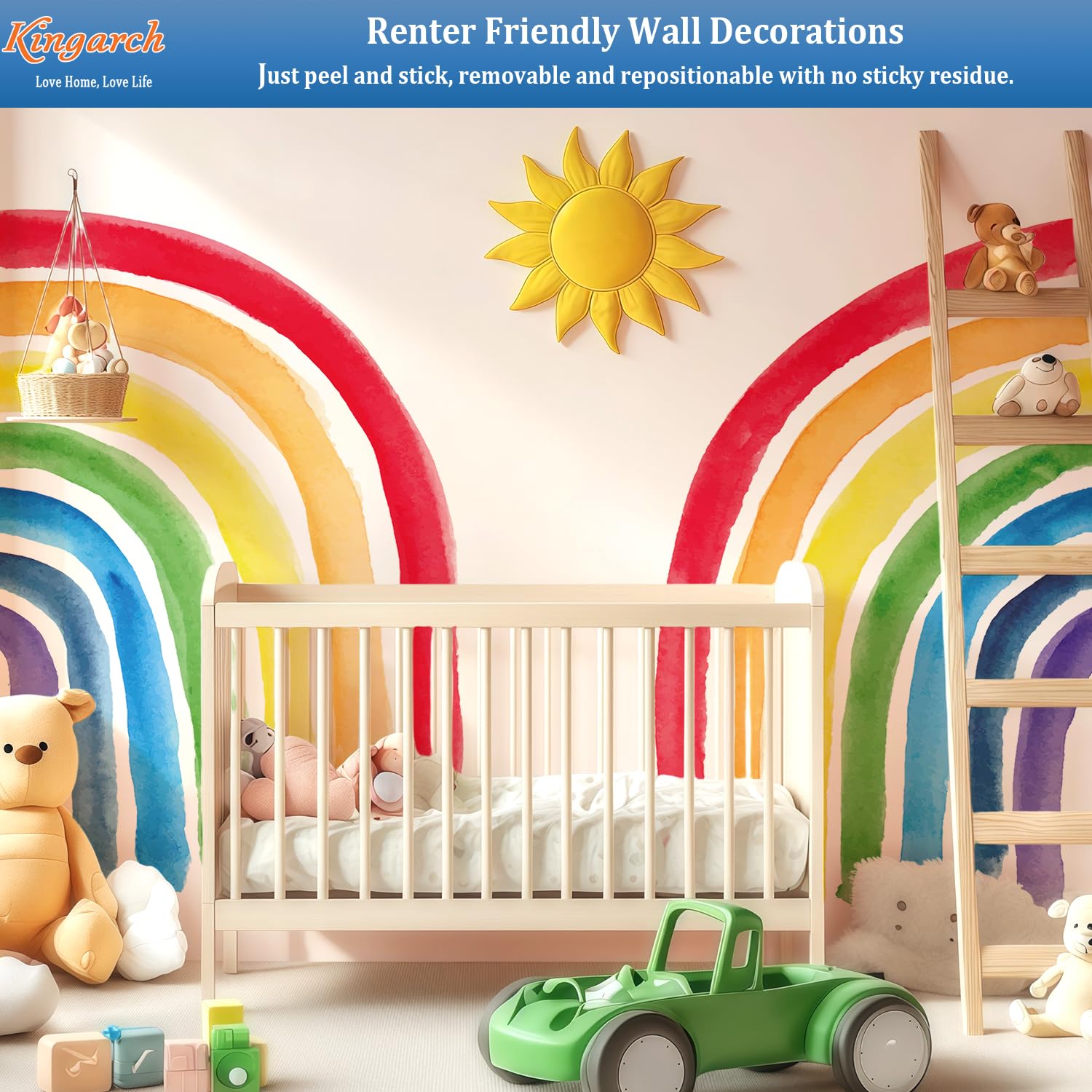 Kingarch Colorful Wall Art for Nurseries creates a cozy learning corner.