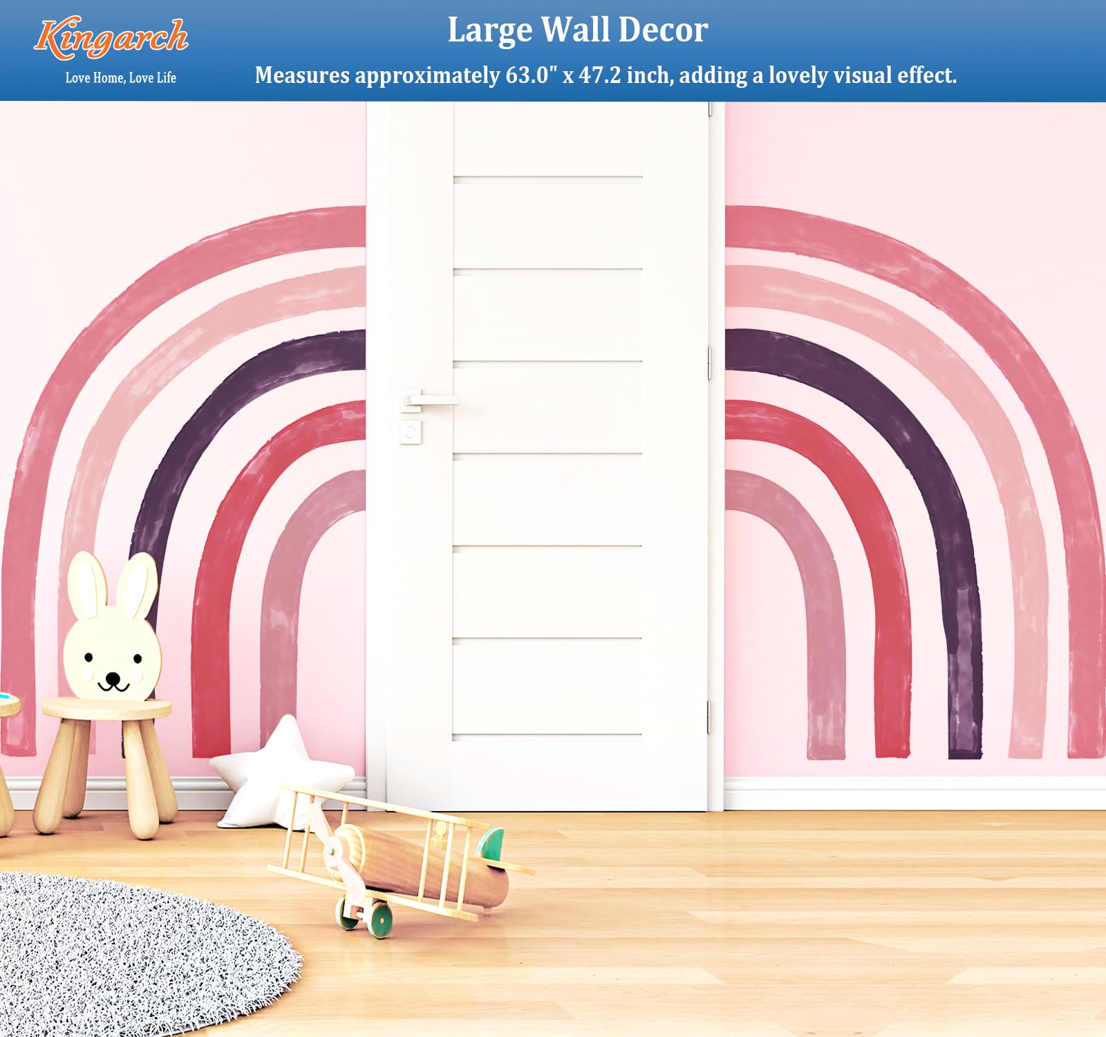 Kingarch durable wall decor adhesive, long-lasting hold without wall damage.
