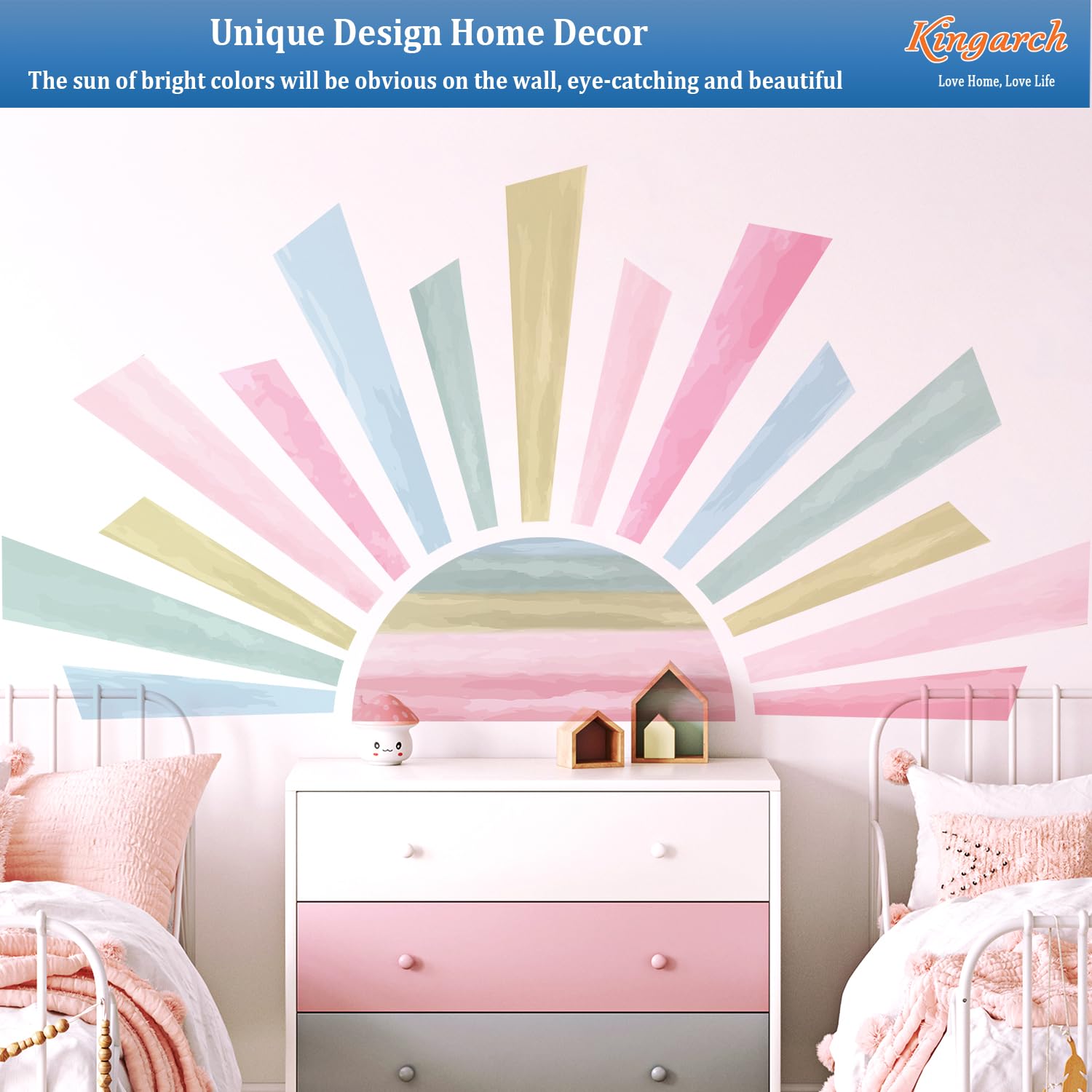 Kingarch fabric nursery wall decor adds soft texture to spaces.