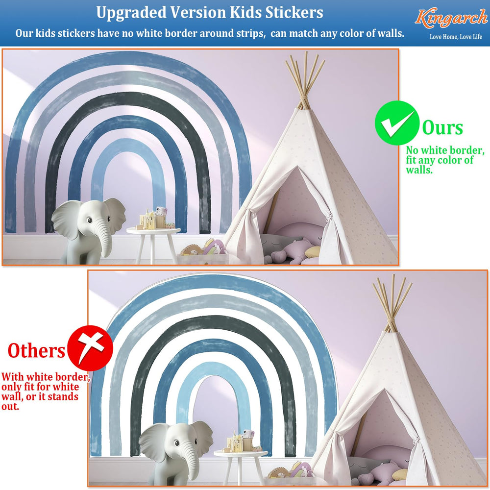 Kingarch rainbow wall decal panel 2 adds cheerful color to playroom walls and inspires creativity.