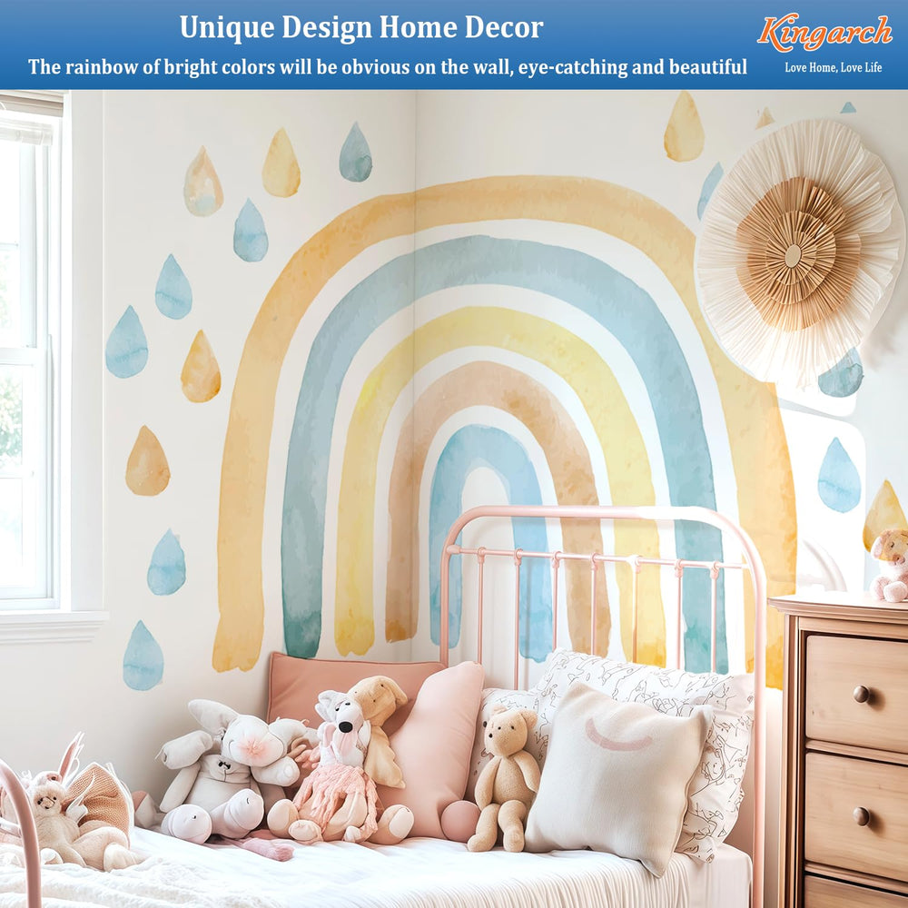 Kingarch large rainbow wall mural offers artistic watercolor flair.