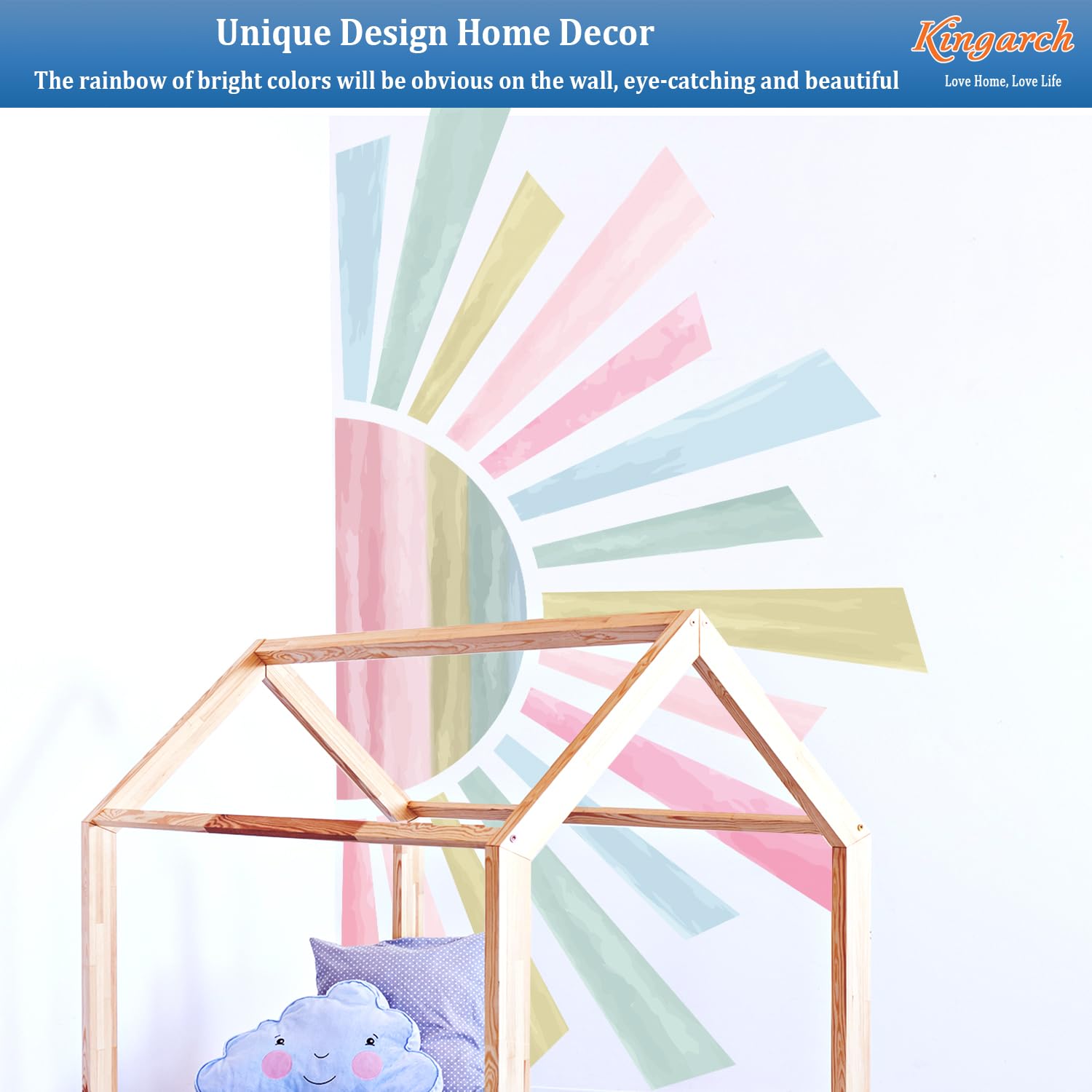 Kingarch living room and playroom mural adds light and whimsy.