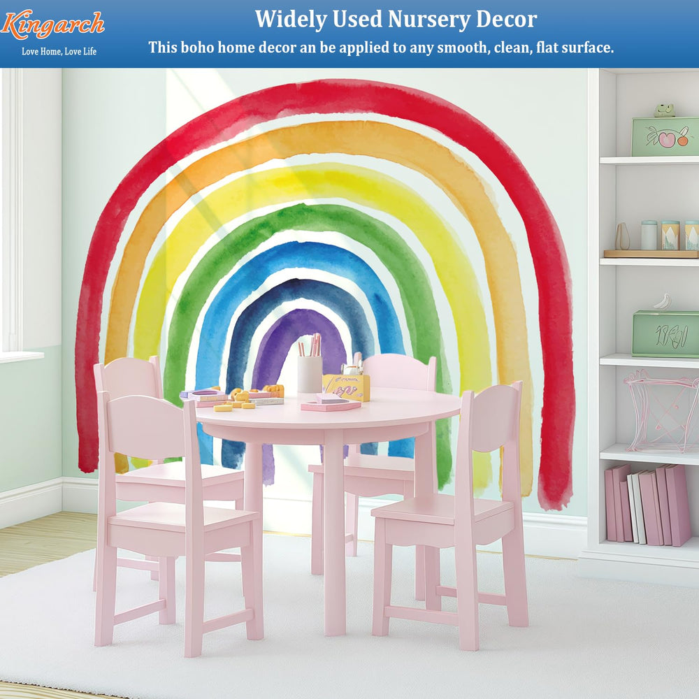 Kingarch Peel-and-Stick Wall Decal Rainbow offers damage-free removal for rental homes.