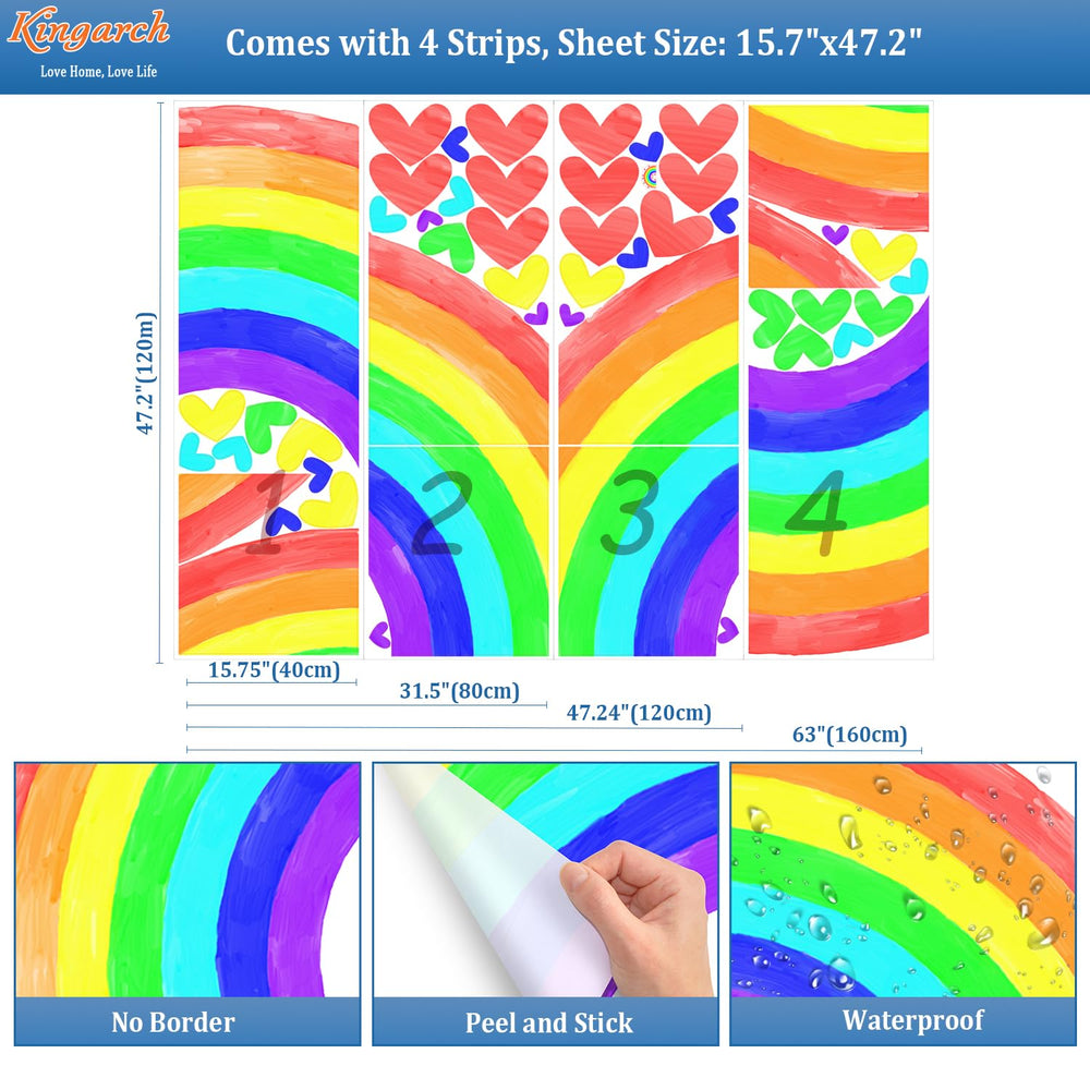 Kingarch easy-apply rainbow wall decal ready for quick installation