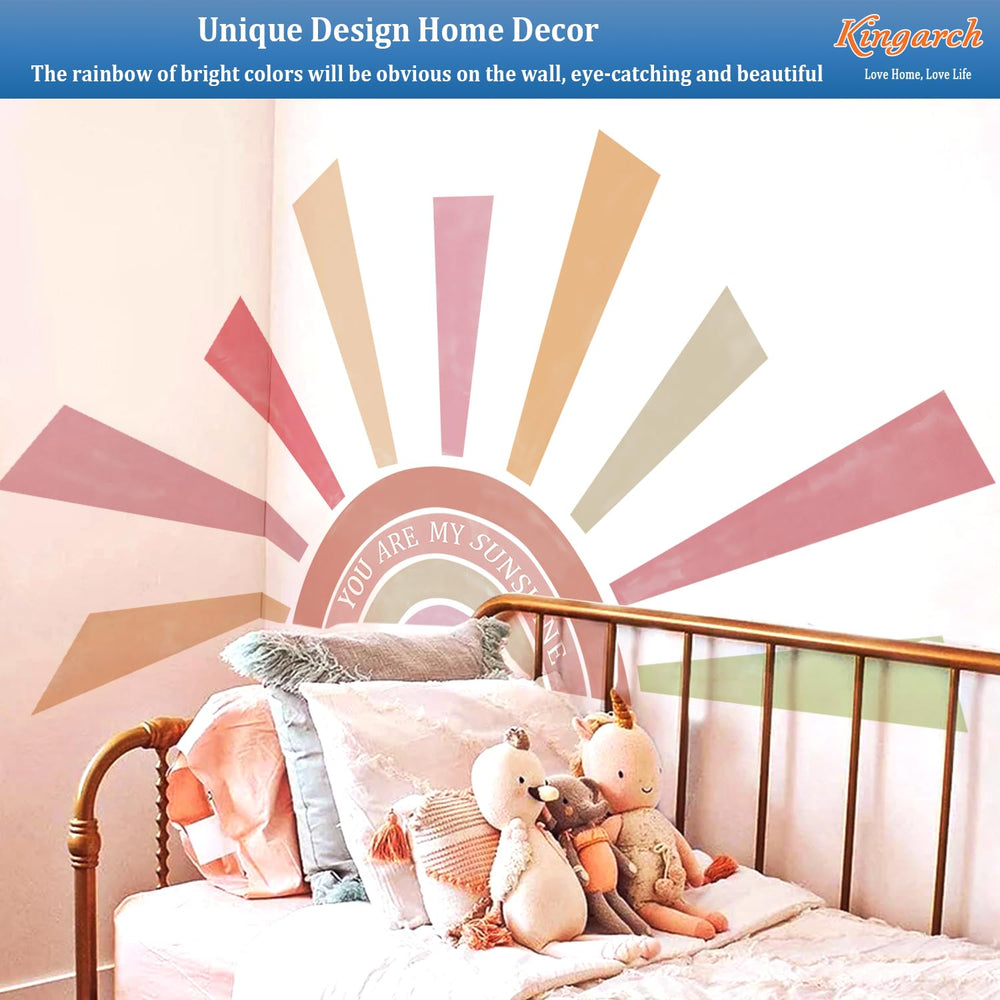 Kingarch Rainbow Sun Wall Decal repositionable feature enables hassle-free adjustments.