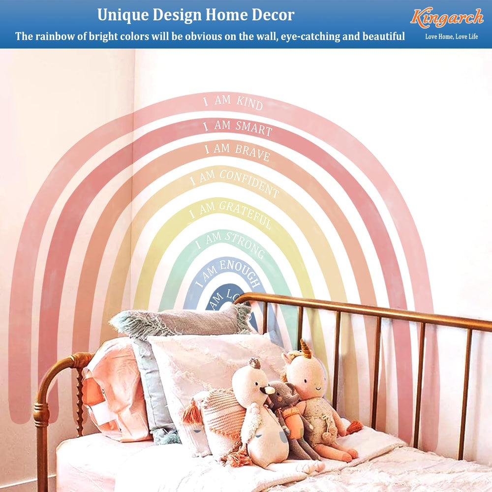Kingarch rainbow wall decal angled view showcases multi-panel layout