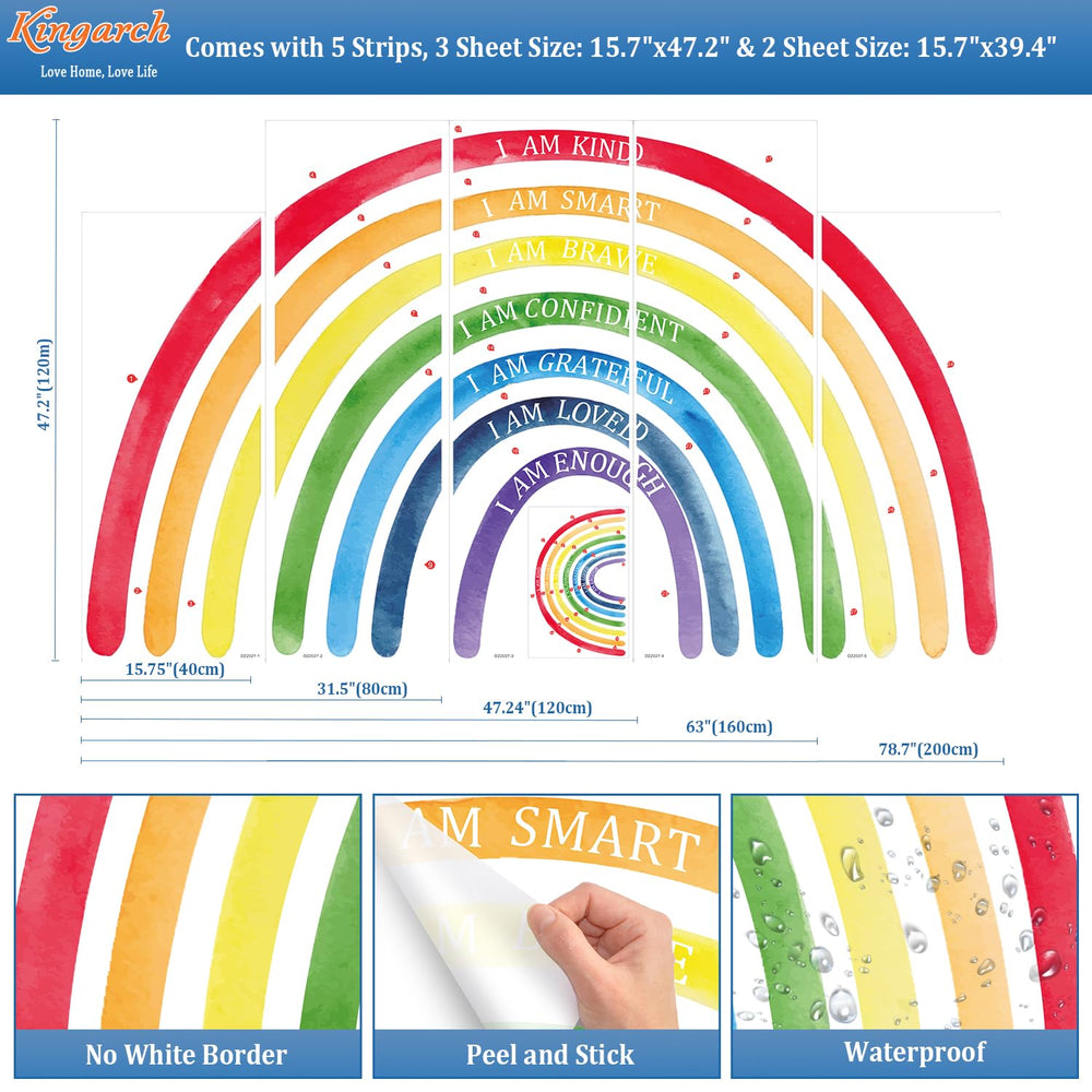 Kingarch rainbow wall decal fabric texture highlights premium reusable surface adhesion