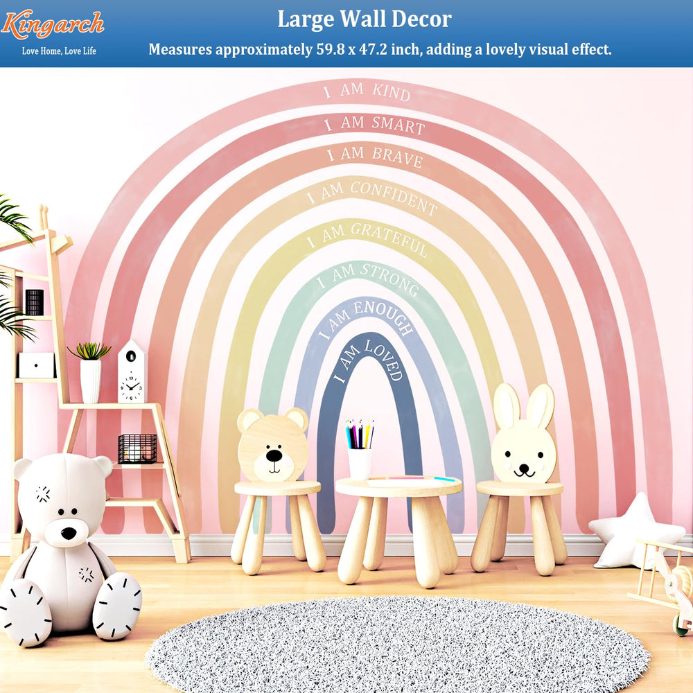 Kingarch rainbow wall decal four-panel setup on a smooth surface