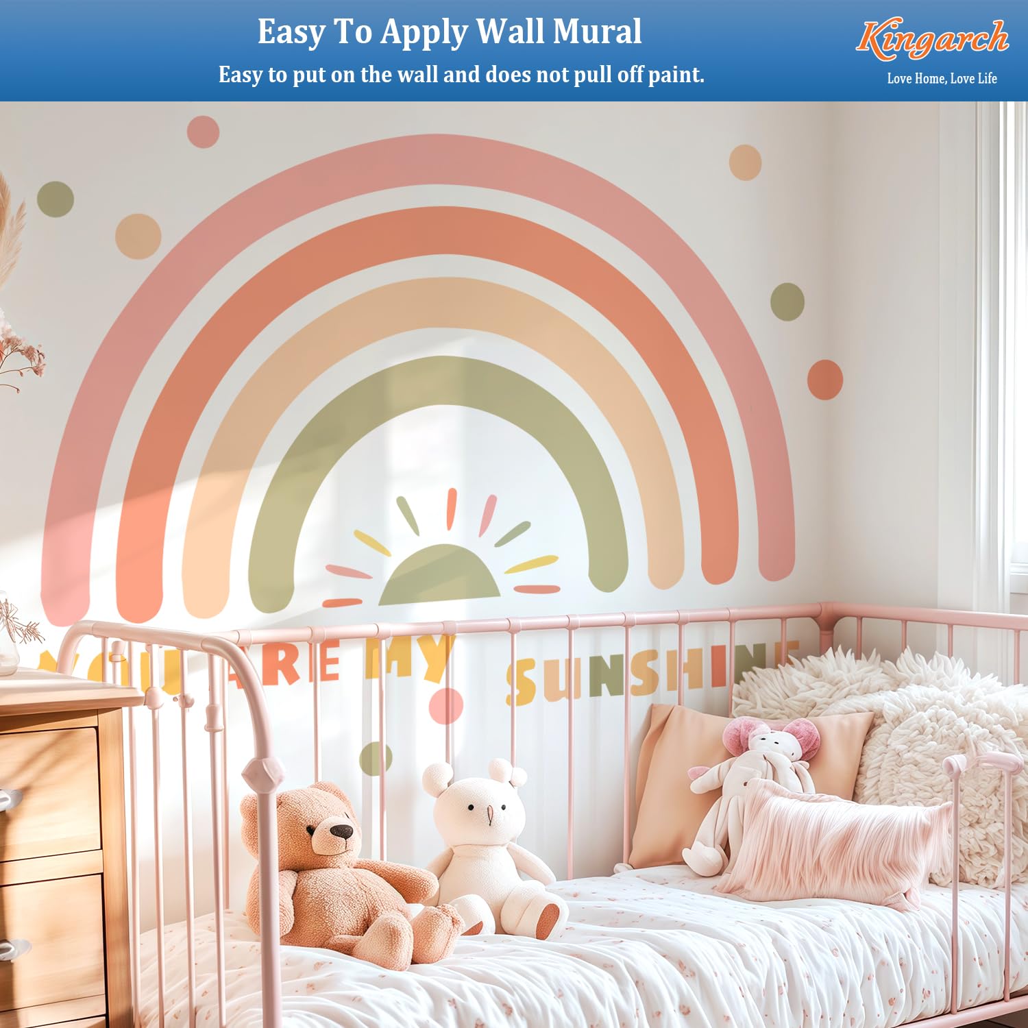 Kingarch rainbow wall decal installation steps guide