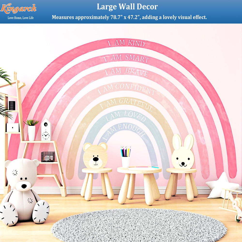 Kingarch rainbow wall decal living room setup adds warmth and a cozy vibe.