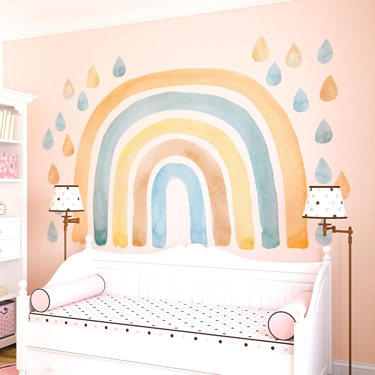 Kingarch rainbow wall decal panel adds bright color to nursery walls.