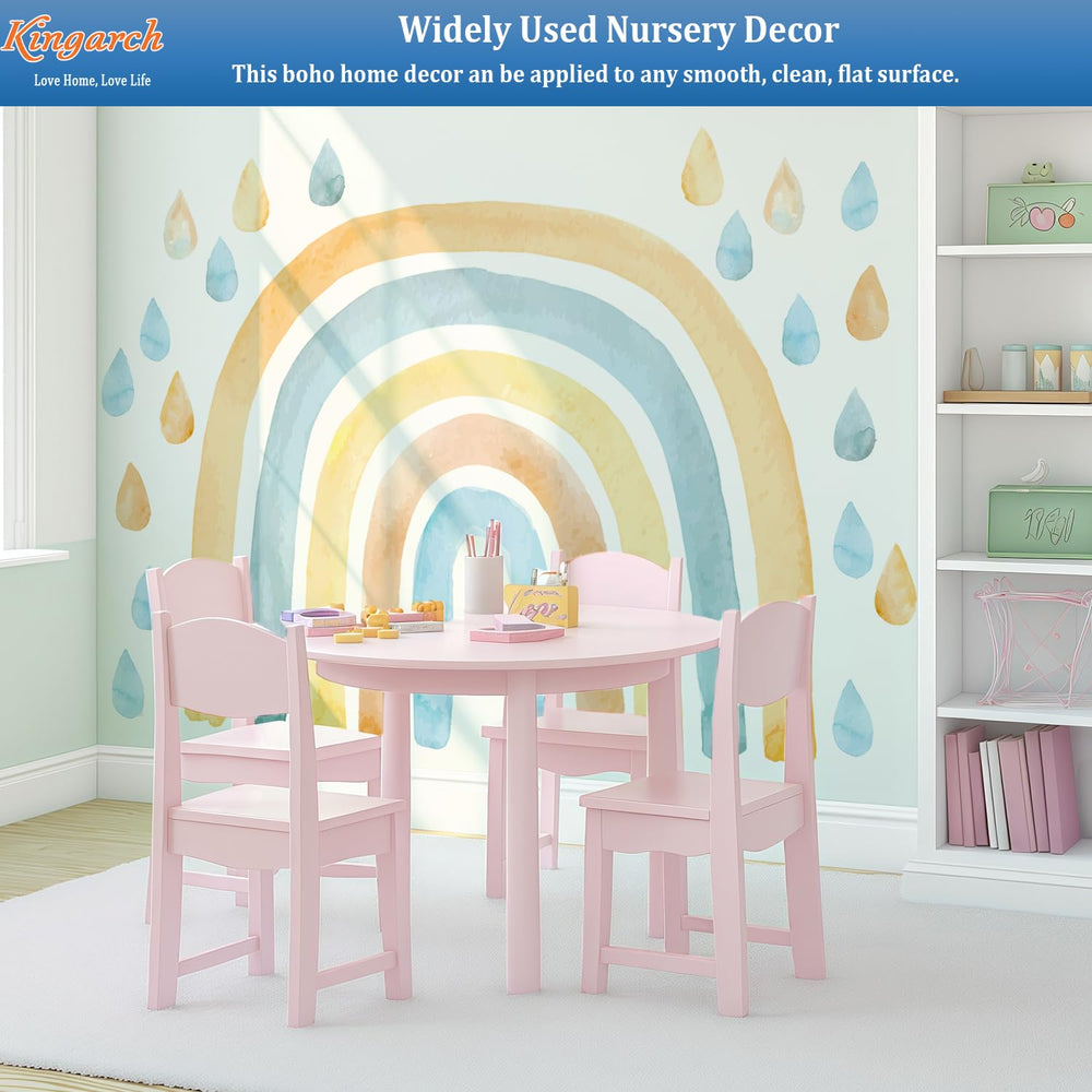 Kingarch rainbow wall decal panel creates a playful mood in kids' rooms.