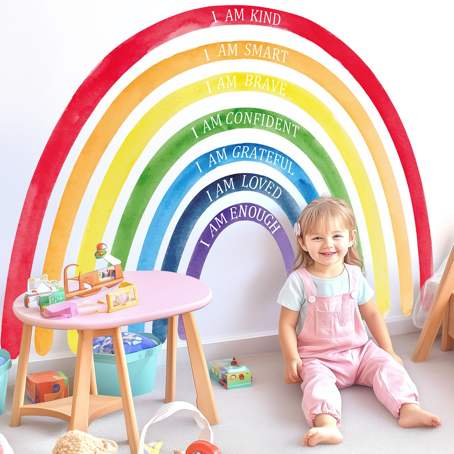 Kingarch rainbow wall decal panel 1 adds vibrant color to kids' room walls
