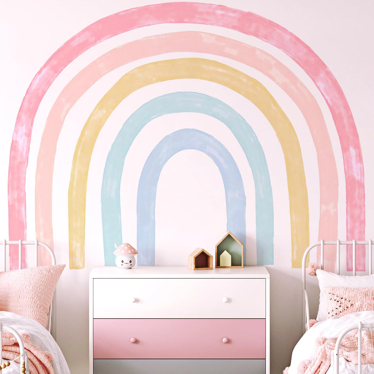 Kingarch rainbow wall decal panel 1 brightens nursery walls with no residue.