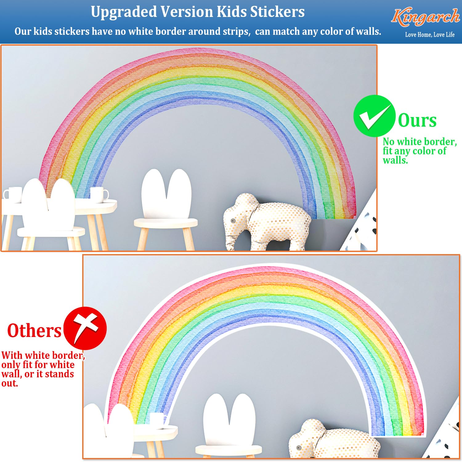 Kingarch rainbow wall decal panel 2 blends with playful decor on any wall