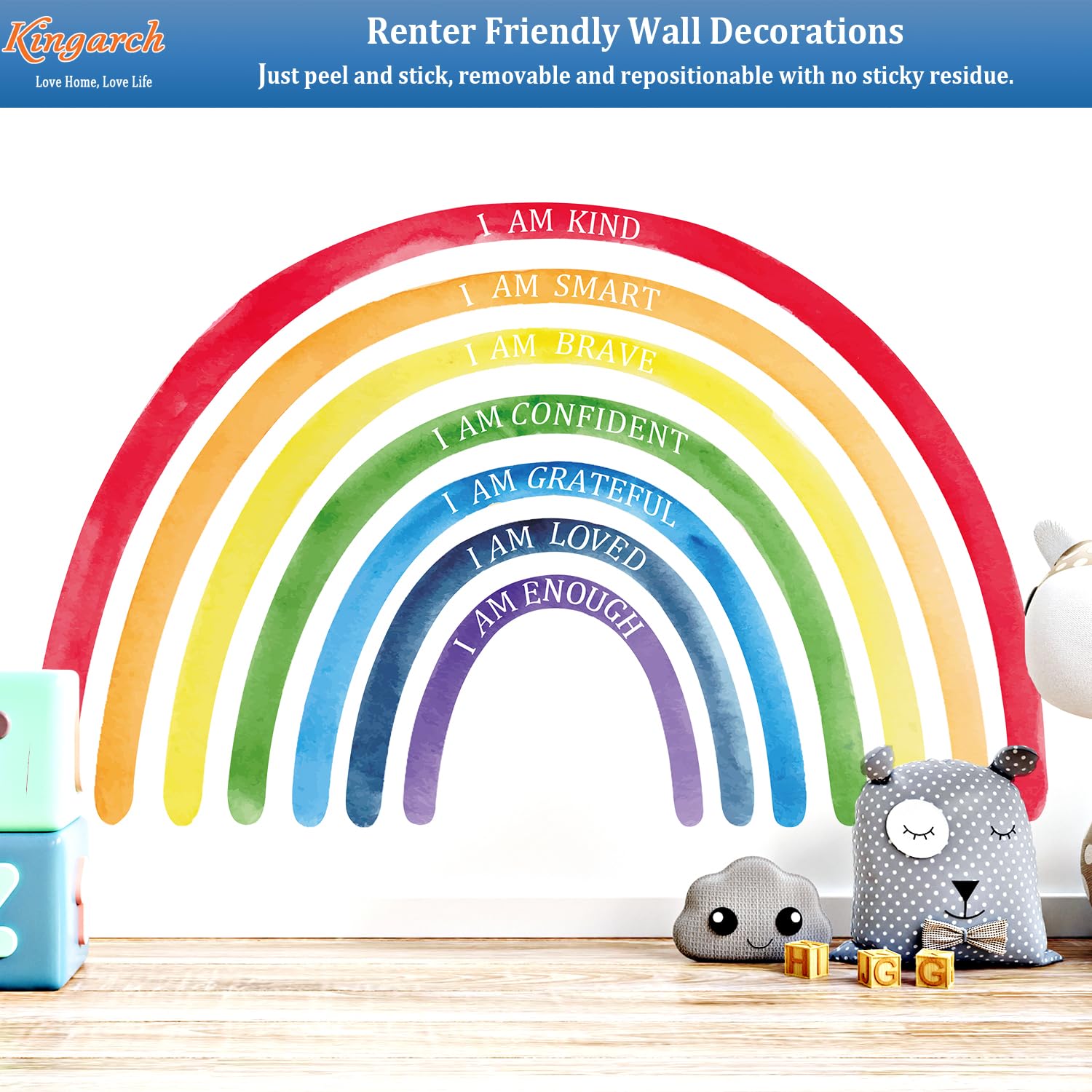 Kingarch rainbow wall decal panel 4 enhances learning corners with color