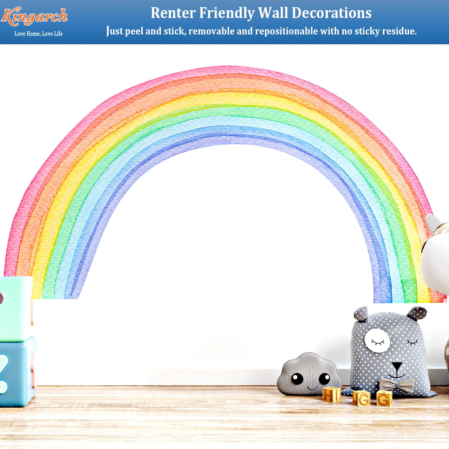 Kingarch rainbow wall decal panel 4 covers large walls with cheerful color