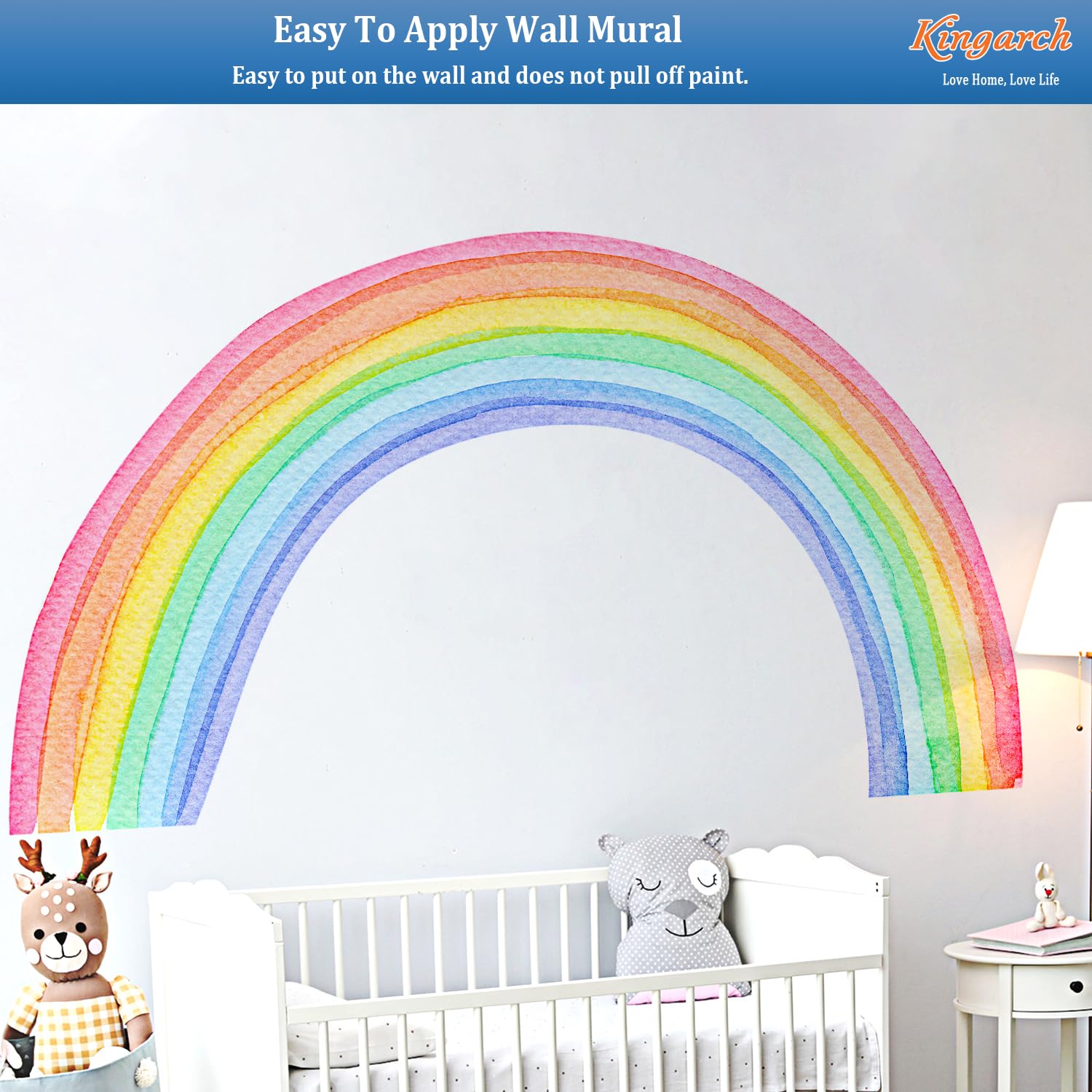Kingarch rainbow wall decal panel 5 is easy to reposition during setup
