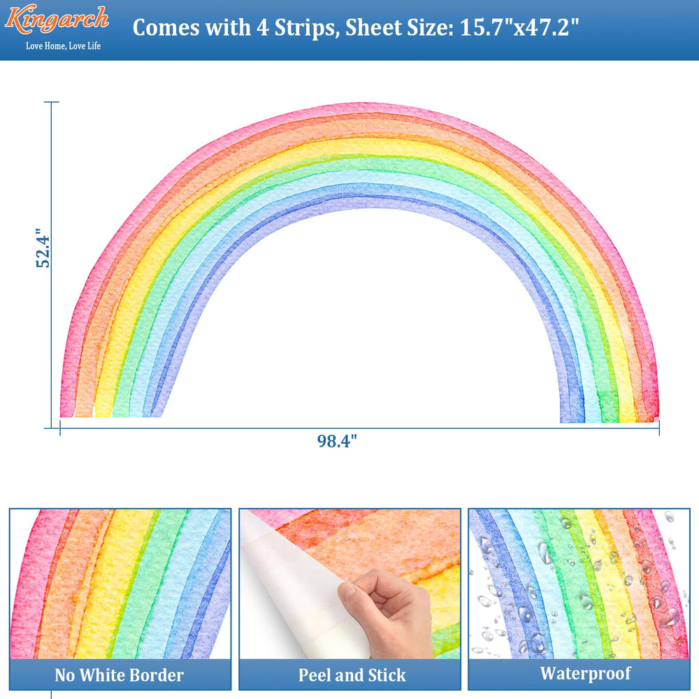 Kingarch rainbow wall decal panel 6 stays secure yet removable on smooth surfaces