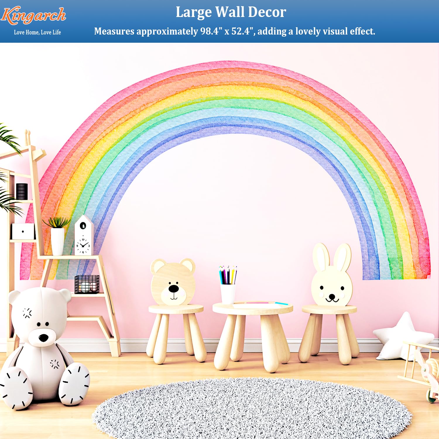 Kingarch rainbow wall decal panel 7 resists fading for lasting charm