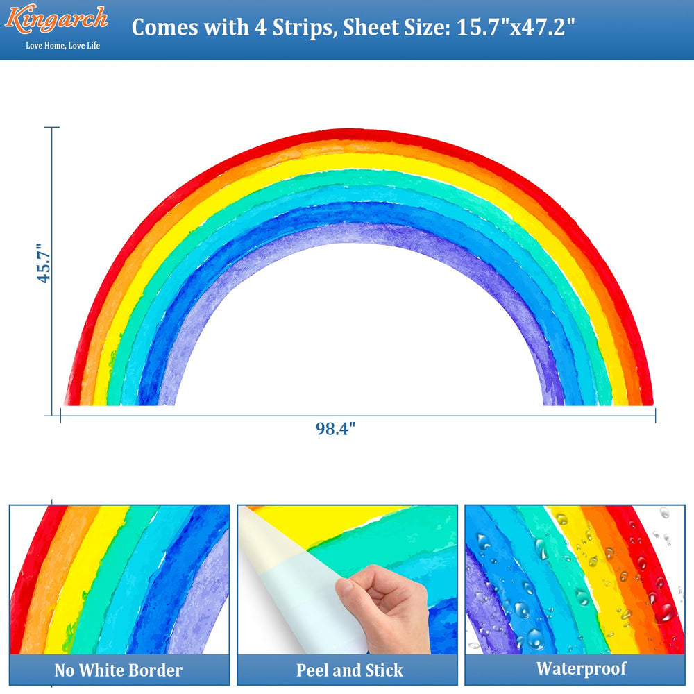 Removable Kingarch rainbow wall decal safe for renters
