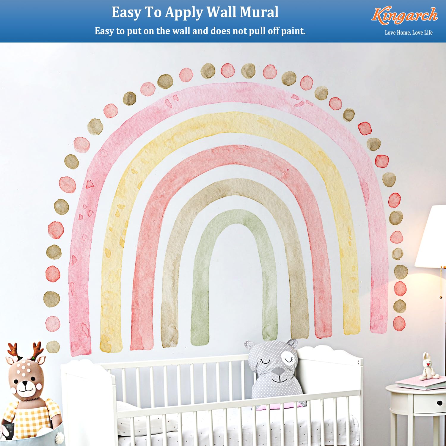 Kingarch renter-friendly decor sticks without residue, ideal for temporary decorating needs.