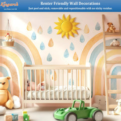 Kingarch watercolor rainbow panel brings a cozy vibe to living spaces.