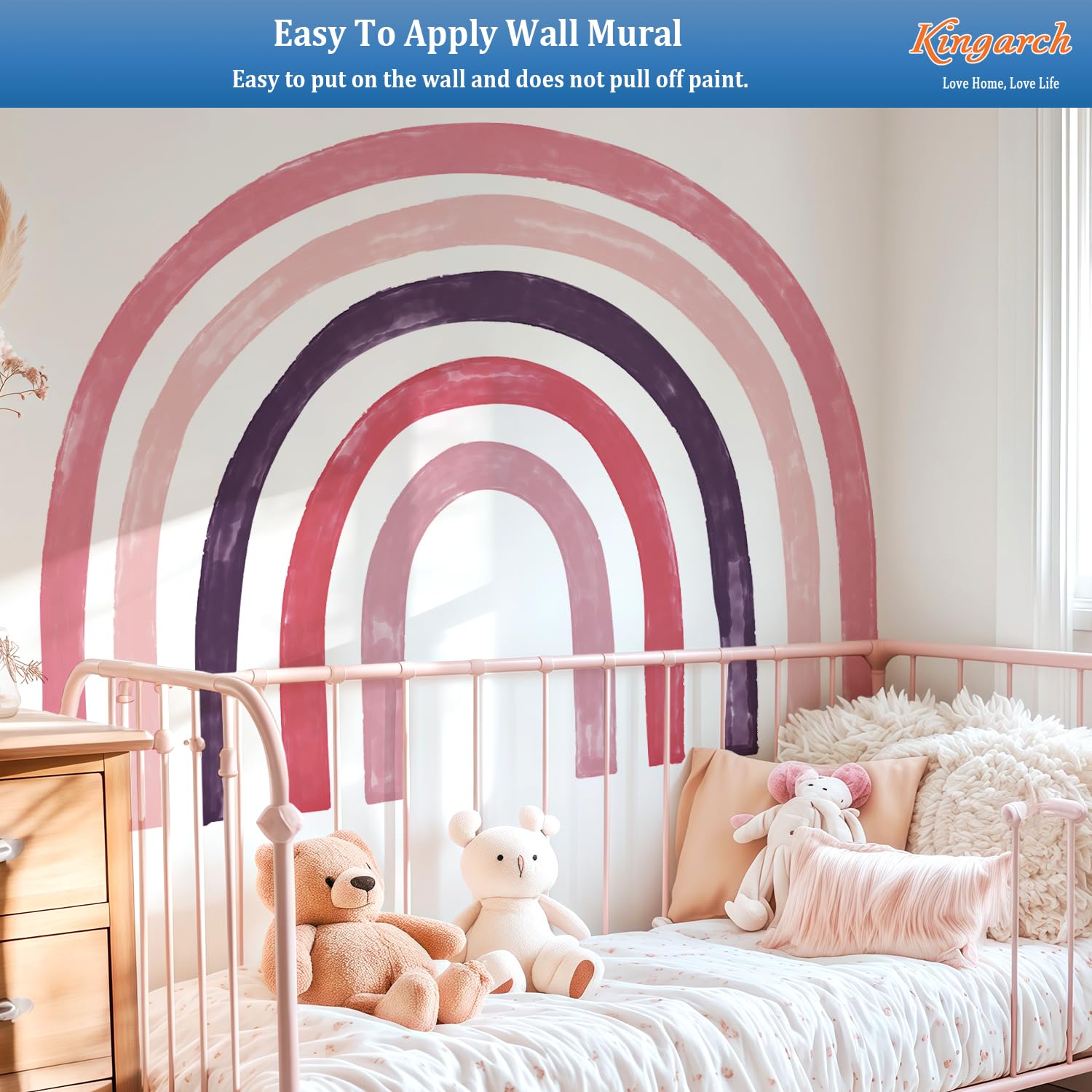 Kingarch watercolor rainbow pattern decor, bright accents for bedrooms.