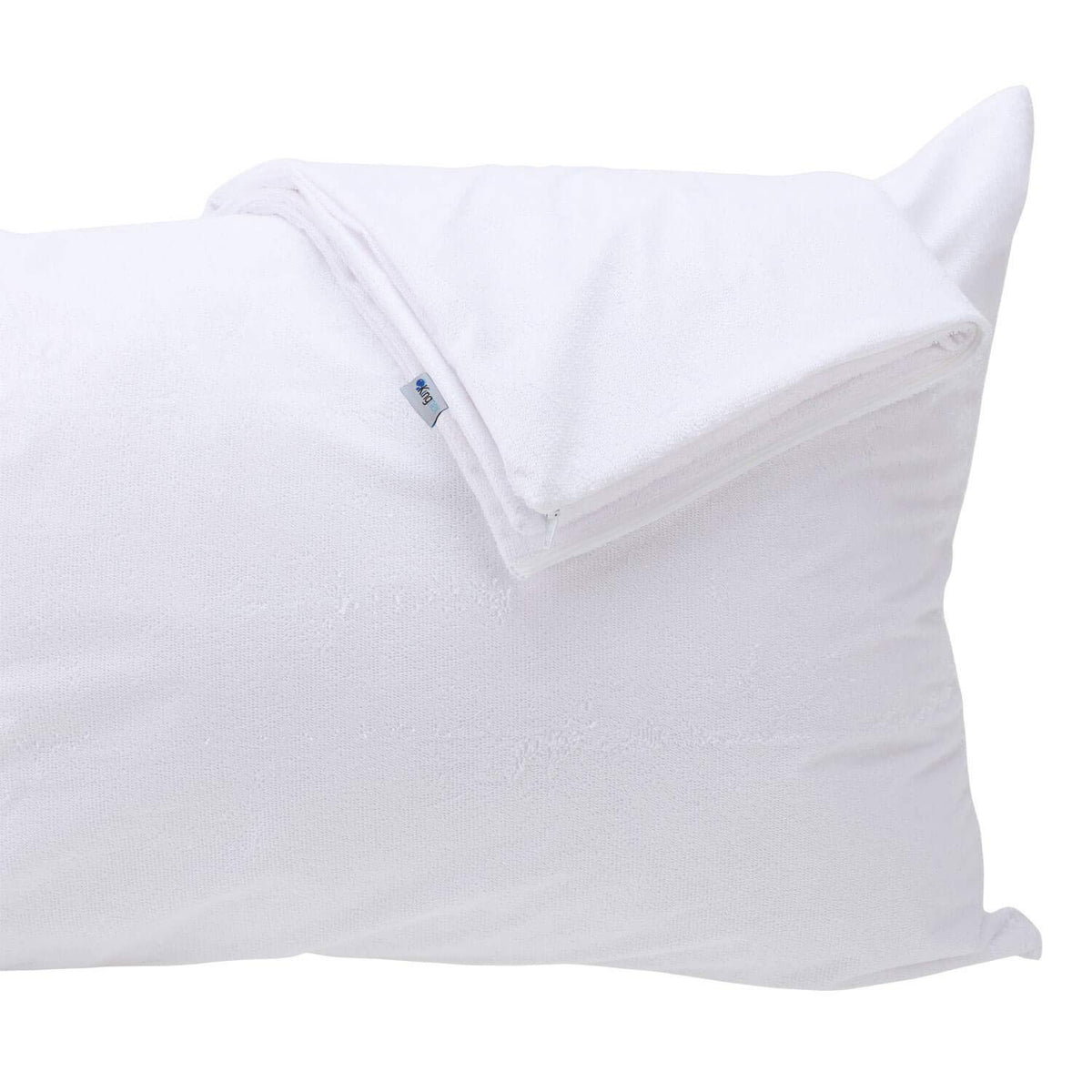 Kingnex feather-proof pillow protector blocks feathers for comfortable sleep.