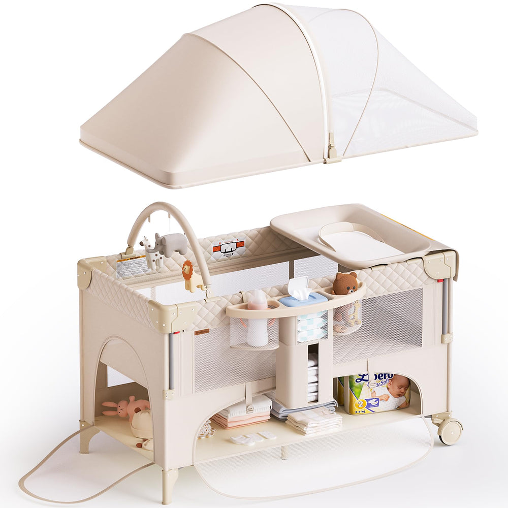 Kingobabys 4-in-1 bassinet with bedside sleeper setup for newborns.