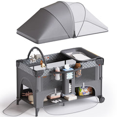 Kingobabys 4-in-1 bassinet folding playard helps quick transitions.
