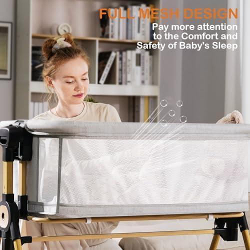 Kingobabys mesh bedside sleeper offers breathable airflow.