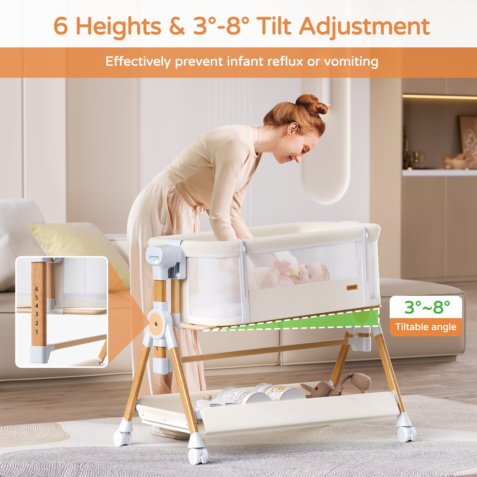 Kingobabys all-mesh bassinet bed side sleeper ensures breathable, view-friendly nights