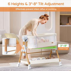 Kingobabys all-mesh bassinet bed side sleeper ensures breathable, view-friendly nights